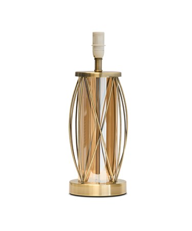 Ashleigh Antique Brass Amber Glass Cylinder Lantern Table Lamp - Base Only