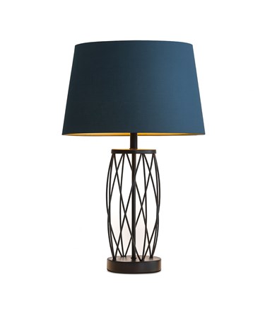 Ashleigh Black (No Glass) Table Lamp with Juniper Blue Shade