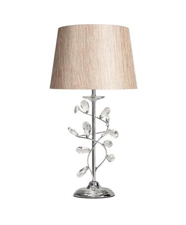Crystal Glass Leaf Design Modern Chrome Table Lamp with Charcoal Gold Shade