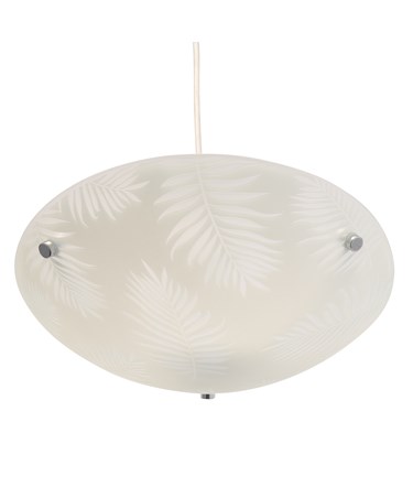 Areca Leaf Glass Ceiling Uplighter Pendant Shade - White & Clear - Easy Fit - Mo