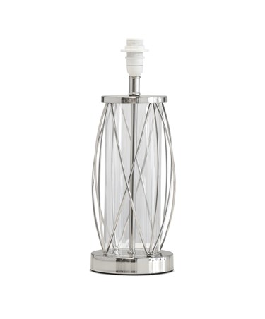 Ashleigh Silver Clear Glass Cylinder Lantern Table Lamp - Base Only Ashleigh Silver Clear Glass Cylinder Lantern Table Lamp - Base Only