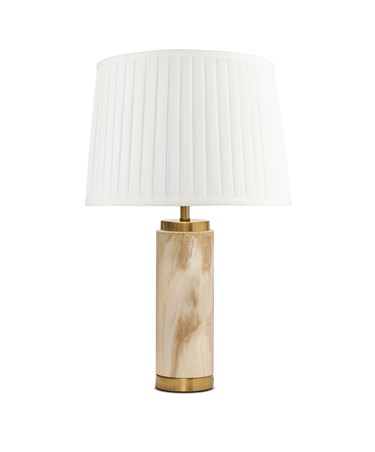 Cylinder Cream Marble Effect Table Lamp with Cream Pleat Shade