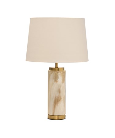 Cylinder Cream Marble Effect Table Lamp with White Gold Lined Shade