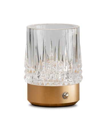 Glass Tumbler Style Rechargeable USB Gold Table Lamp - 3 Brightness Settings