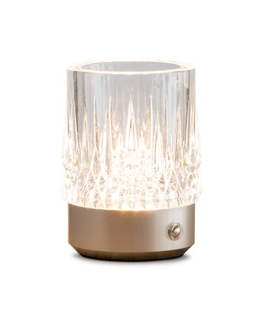 Glass Tumbler Style Rechargeable USB Silver Table Lamp - 3 Brightness Settings