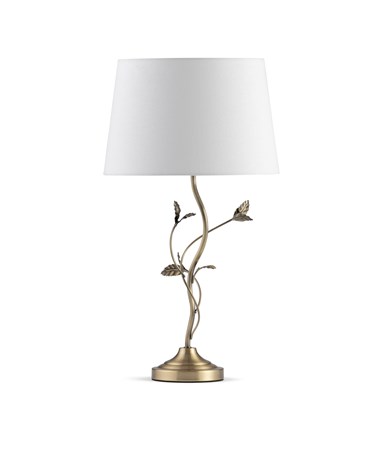 Lead Antique Brass Table Lamp with Ivory Linen Shade