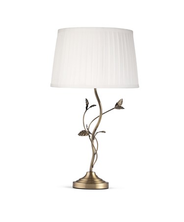 Leaf Antique Brass Table Lamp with Ivory Pleat Shade