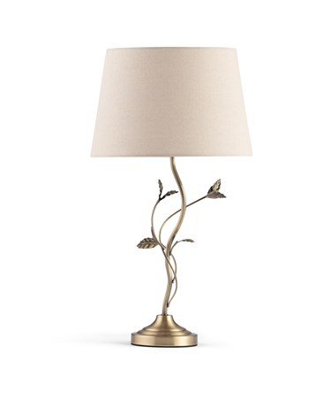 Lead Antique Brass Table Lamp with Natural Linen Shade