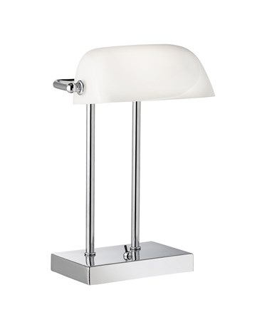 Searchlight Bankers Lamp Chrome - White Glass Shade