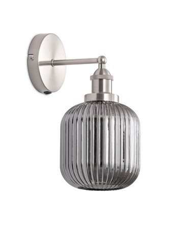 Echo Silver Wall Light Smoked Robbed Glass