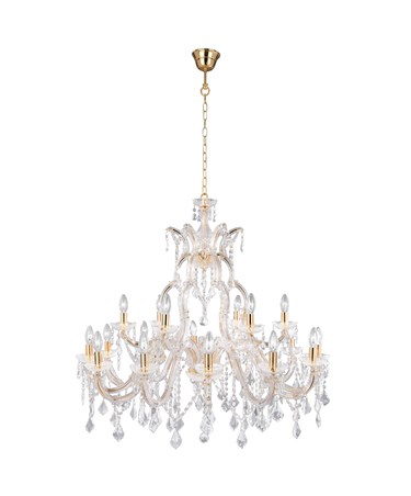 Searchlight Marie Therese Tiered 18 Light Chandelier - Crystal - Brass