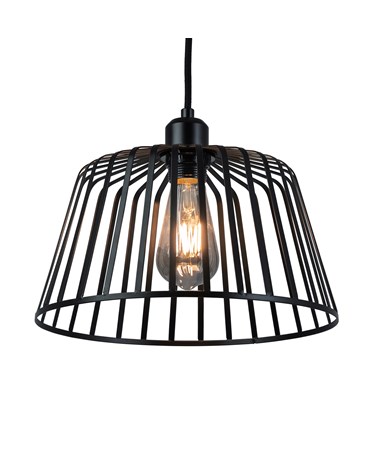 Lyon 30cm Flat Wire Matt Black Shade with Black Suspension