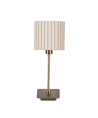 Darwen Square Stick Antique Brass Table Lamp with Natural Pleat Shade