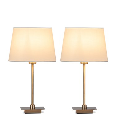 (Pair) Darwen Stick Antique Brass with Cream Shade