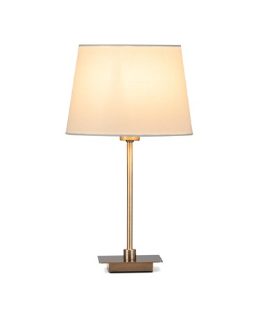 Darwen Square Stick Antique Brass Table Lamp with Cream Shade