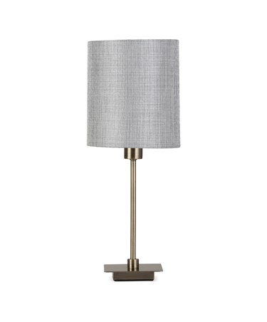 Darwen Square Stick Antique Brass Table Lamp with Grey Linen Shade