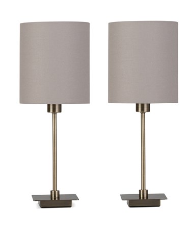 (Pair) Darwen Square Stick Antique Brass with Grey Shade