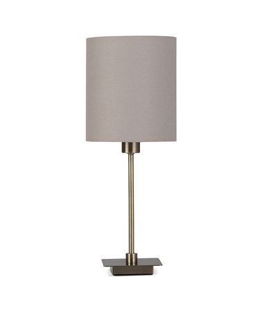 Darwen Square Stick Antique Brass Table Lamp with Grey Shade