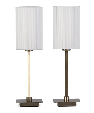 (Pair) Darwen Square Stick Antique Brass with Ivory String Shade