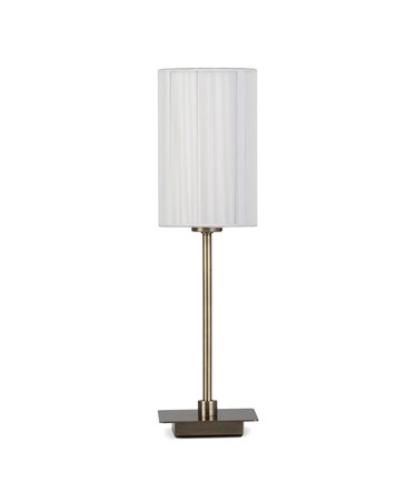 Darwen Square Stick Antique Brass Table Lamp with Large Ivory Shade