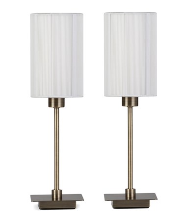 (Pair) Darwen Square Stick Antique Brass with Ivory String Shade