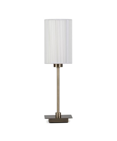 Darwen Square Stick Antique Brass Table Lamp with Small Ivory Shade