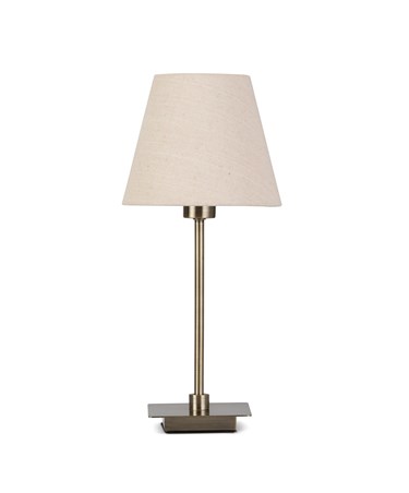 Darwen Square Stick Antique Brass Table Lamp with Natural Linen Shade