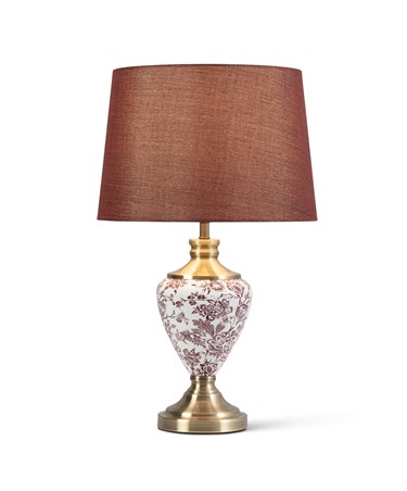 Hepburn Red Printed / Antique Table Lamp with Red Shade