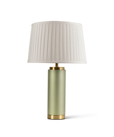 Cylinder Frosted Sage Green with Cream Pleat Shade Cylinder Frosted Sage Green with Cream Pleat Shade