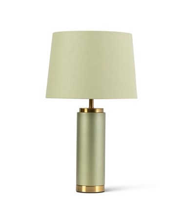 Cylinder Frosted Sage Green Table Lamp with Green Shade