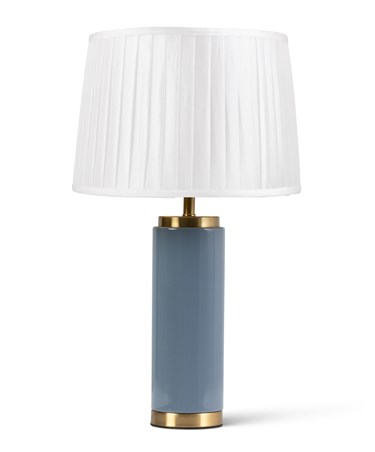 Cylinder Juniper Blue / Gold Effect with Ivory Pleat Shade