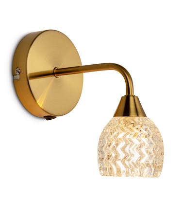 Hendon Gold Brass Effect Wall Light Single Switched