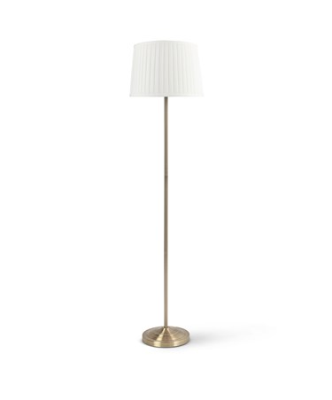 Stockholm Antique Brass Floor Lamp with Red & Gold Shade