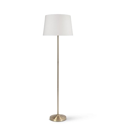 Stockholm Antique Brass Floor Lamp with Ivory Linen Shade