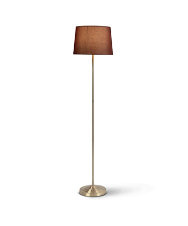 Stockholm Antique Brass Floor Lamp with Red & Gold Shade