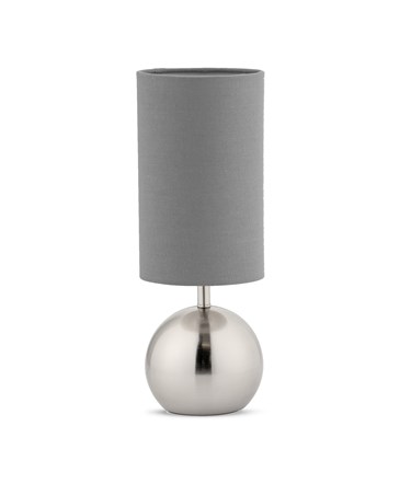 Small Silver Brush Metal Touch Table Lamp with Grey Shade Small Silver Brush Metal Touch Table Lamp with Grey Shade