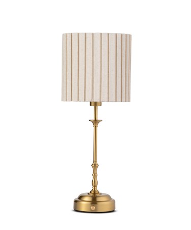 Florence Rechargeable Antique Table Lamp with Pleat Shade