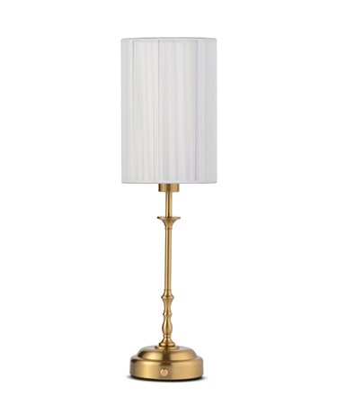 Florence Rechargeable Antique Brass Table Lamp with Ivory String Shade