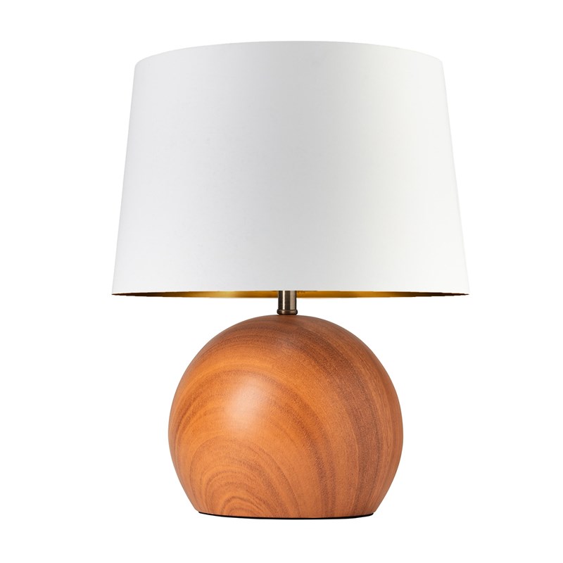 Canon Ball Walnut Print Table Lamp with Cream Gold Lined Shade Canon Ball Walnut Print Table Lamp with Cream Gold Lined Shade