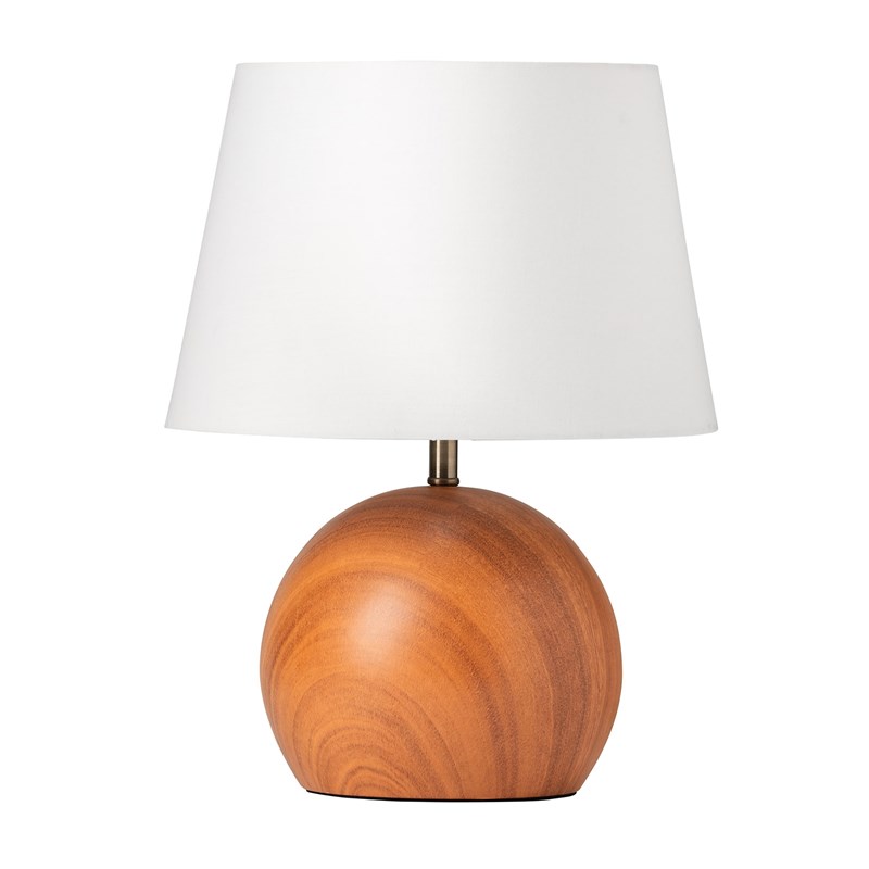Canon Ball Walnut Print Table Lamp with Ivory Linen Shade Canon Ball Walnut Print Table Lamp with Ivory Linen Shade