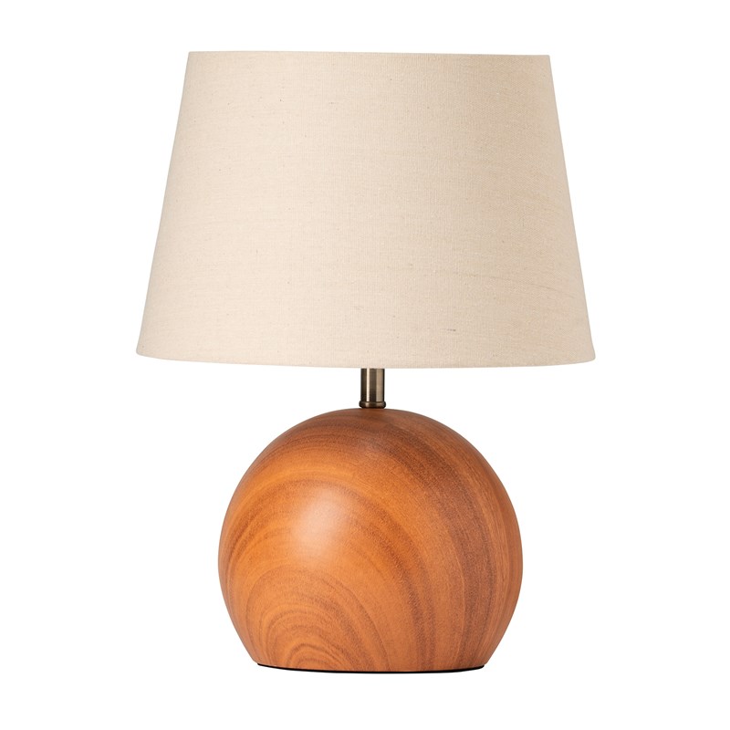 Canon Ball Walnut Print Table Lamp with Natural Shade Canon Ball Walnut Print Table Lamp with Natural Shade