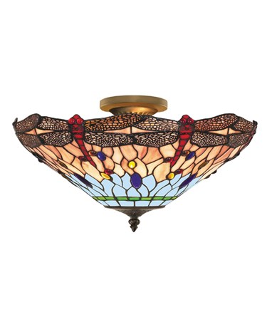 Searchlight Dragonfly Tiffany Uplighter - Semi Flush
