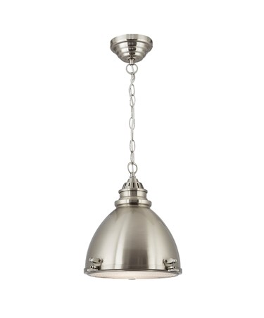 Searchlight Dome Pendant Light - Satin Nickel - Frosted Glass Diffuser