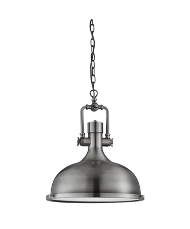 Searchlight Industrial Chain Pendant Light - Frosted Glass - Antique Nickel - M