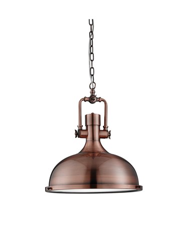 Searchlight Industrial Chain Pendant Light - Frosted Glass - Antique Copper - M