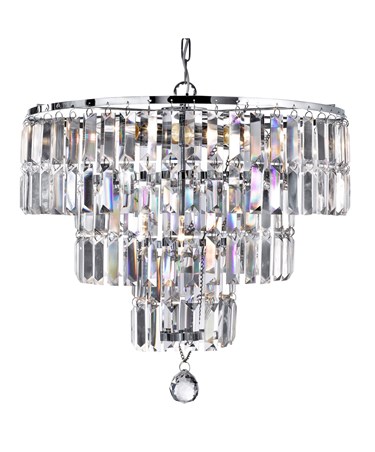 Searchlight Empire  5 Light Tiered Chandelier - Chrome - Clear Crystal Drops