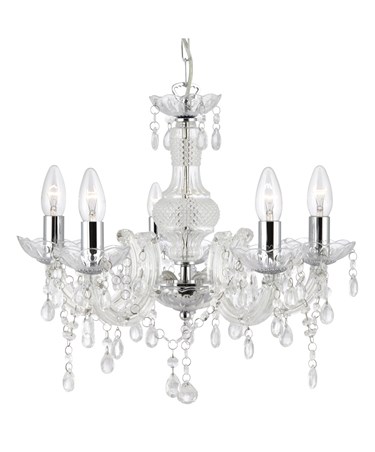 Searchlight Marie Therese 5 Light Chandelier - Chrome - Clear Glass