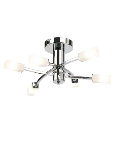 Endon Havana Semi Flush Ceiling Light - Chrome - Acid Glass - 6 Light