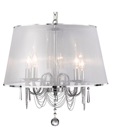 Searchlight Venetian Ceiling 5 Light - Chrome - White Shade Chain Links & Glass