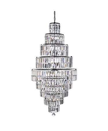 Searchlight Empire 13 Light Tiered Chandelier - Chrome - Crystal Coffin Drops